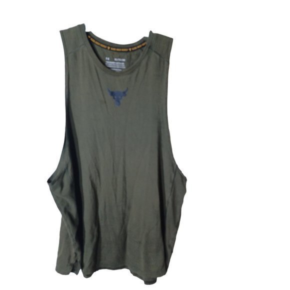 Boys Green Under Armour Tank Top Bull Head In The Center Has Holes XL - Picture 2 of 16